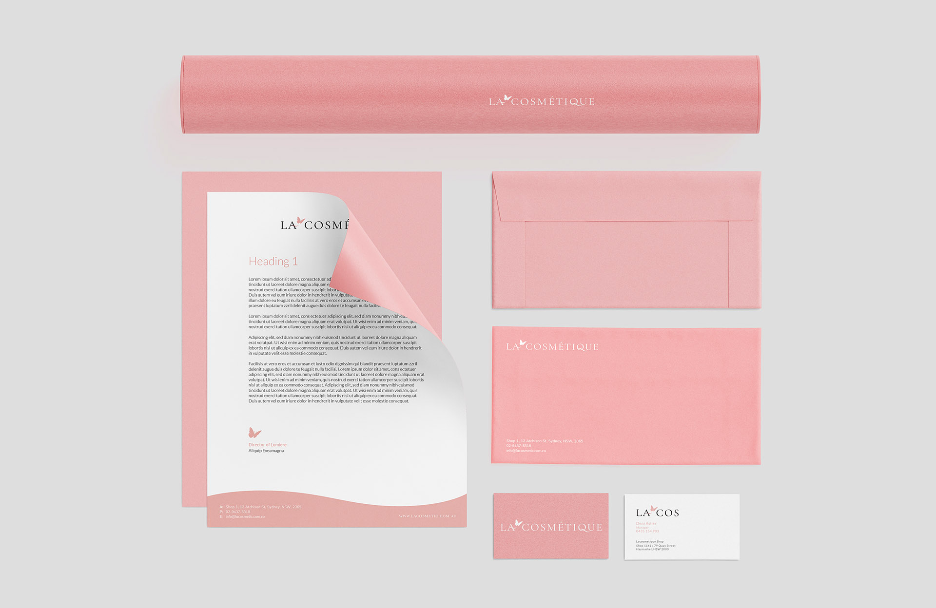 La Cosmetique design on a pink background