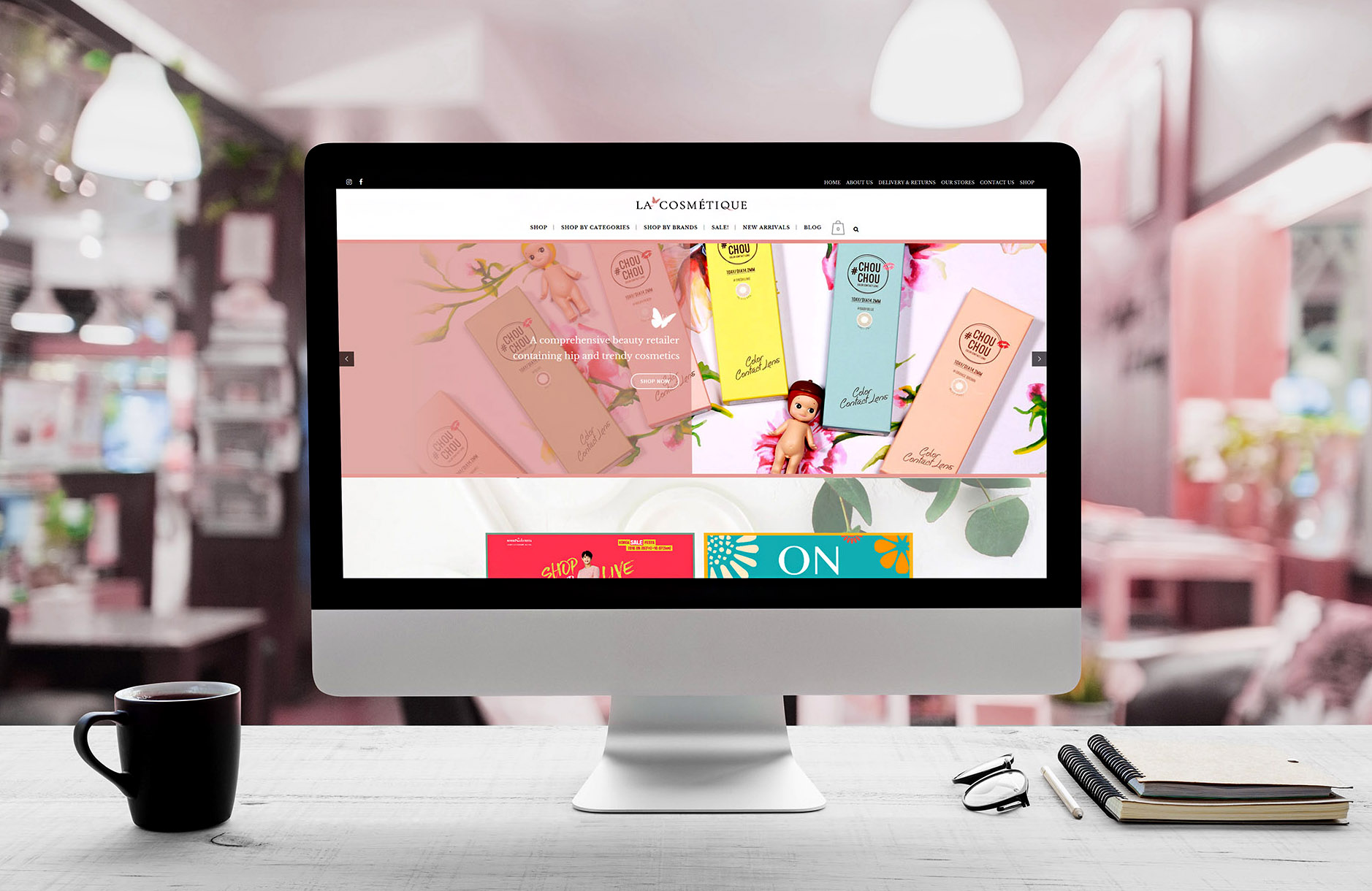 La Cosmetique website design viewed on Imac screen